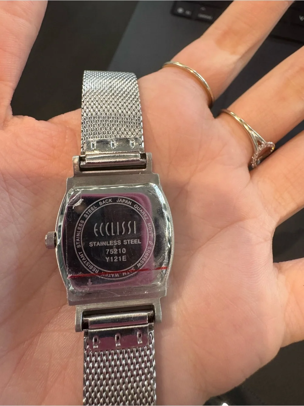 Ecclissi Women's Vintage Tonneau Stainless Steel Mesh Bracelet